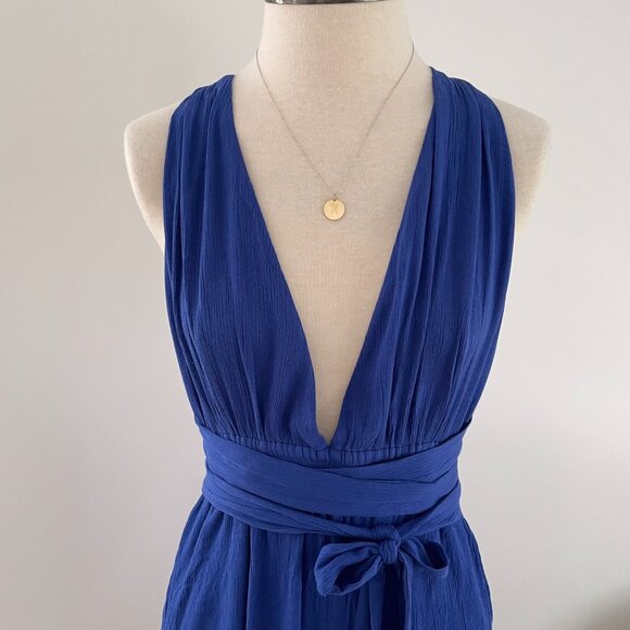 Lulus Lolinda Halter Convertible Jumpsuit Size Medium Blue Gauze - Picture 4 of 13